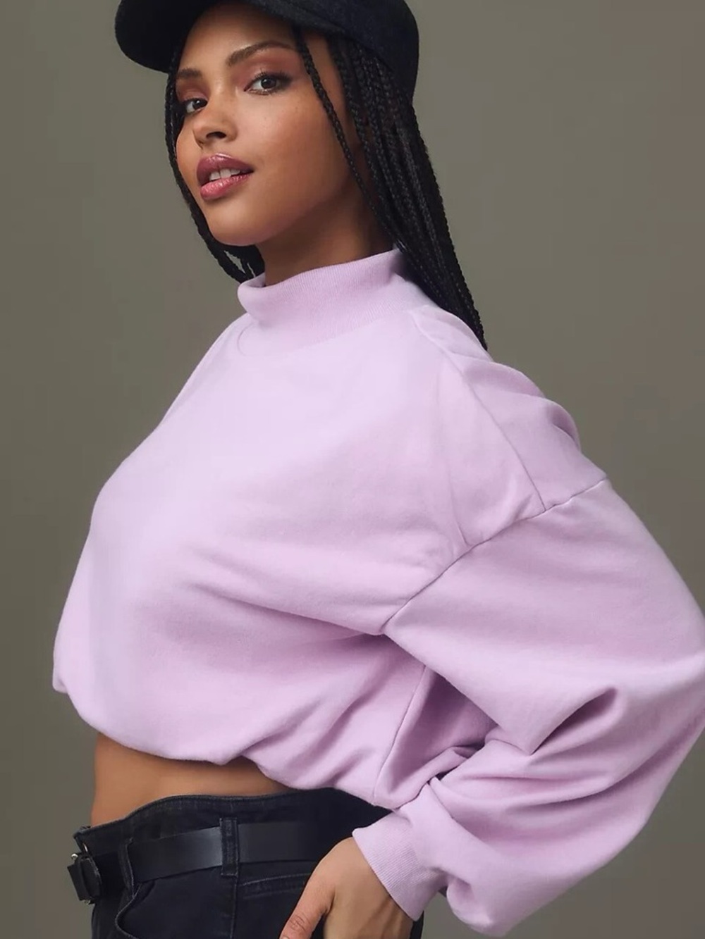 Pilcro Funnel Neck Bubble Hem Pullover